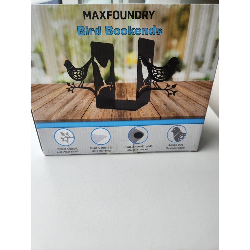 Maxfoundry Bird On Branch‎ Black Metal Bookends New In Box